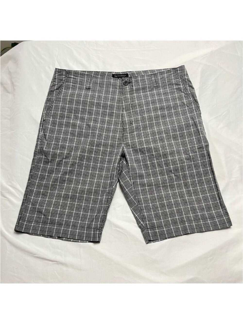 Mens Chino Shorts Britches Plaid Flat Front Size 38